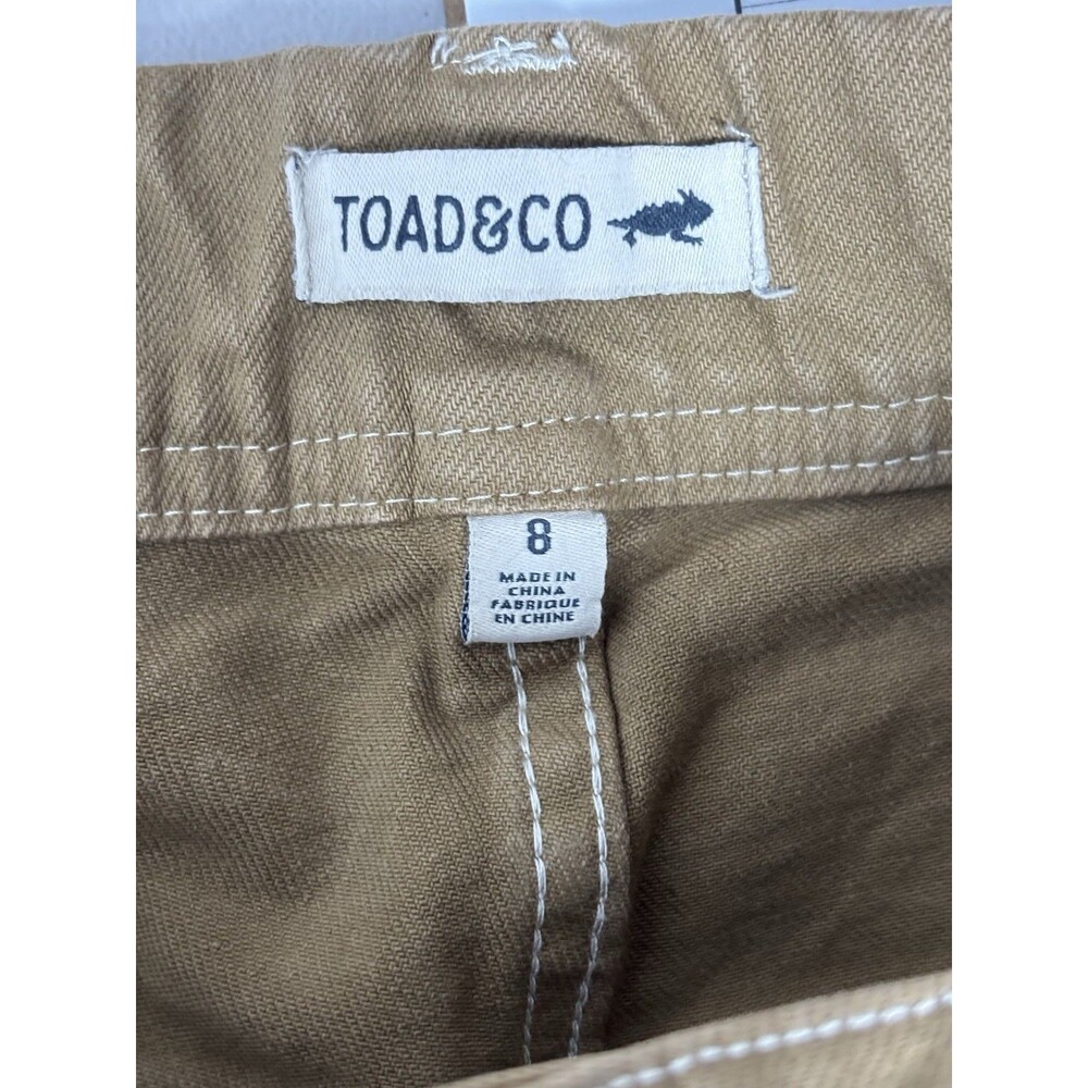 TOAD&CO Women’s 8 Brown Organic Cotton Elastane Flat Front Pants w/Pockets - Picture 9 of 12